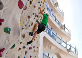 Two rock-climbing walls, each 43 feet high. A full-sized basketball court, mini-golf course and indoor ice-skating rink.